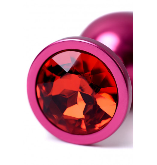 Красный анальный плаг с кристаллом красного цвета - 8,2 см.