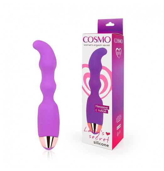 Фиолетовый вибромассажер с изогнутым кончиком - 17,5 см.