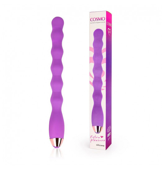 Фиолетовый ребристый вибромассажер - 30,5 см.