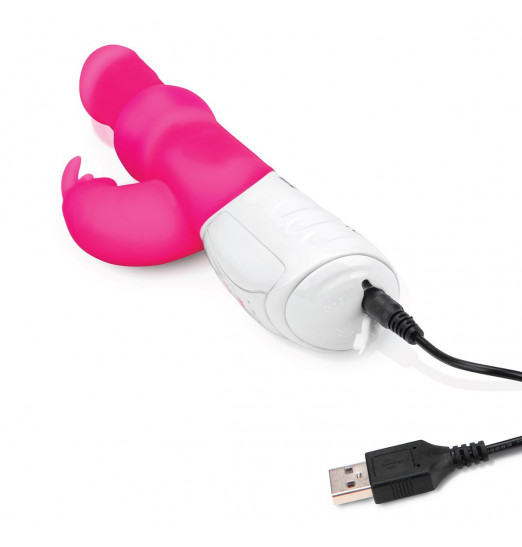 Розовый вибратор-кролик с вращающимися бусинами - 25 см. Розовый вибратор-кролик с вращающимися бусинами - 25 см.