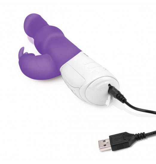 Фиолетовый вибратор-кролик с вращающимися бусинами - 25 см. Фиолетовый вибратор-кролик с вращающимися бусинами - 25 см.