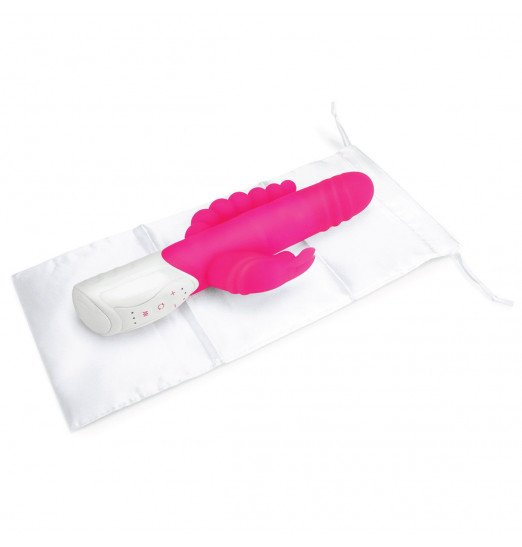 Розовый вибратор-кролик с анальным стимулятором - 26 см. Розовый вибратор-кролик с анальным стимулятором - 26 см.