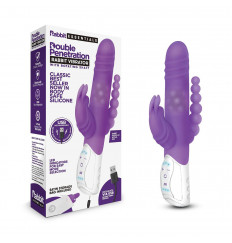Фиолетовый вибратор-кролик с анальным стимулятором - 26 см.