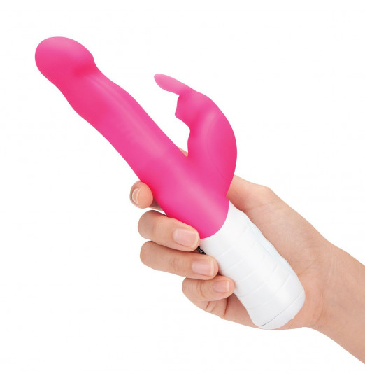 Розовый тонкий вибратор-кролик с клиторальным отростком - 22 см. Розовый тонкий вибратор-кролик с клиторальным отростком - 22 см.