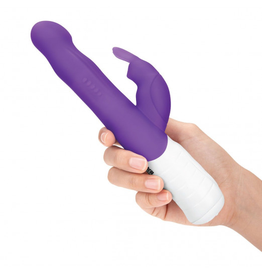 Фиолетовый тонкий вибратор-кролик с клиторальным отростком - 22 см. Фиолетовый тонкий вибратор-кролик с клиторальным отростком - 22 см.