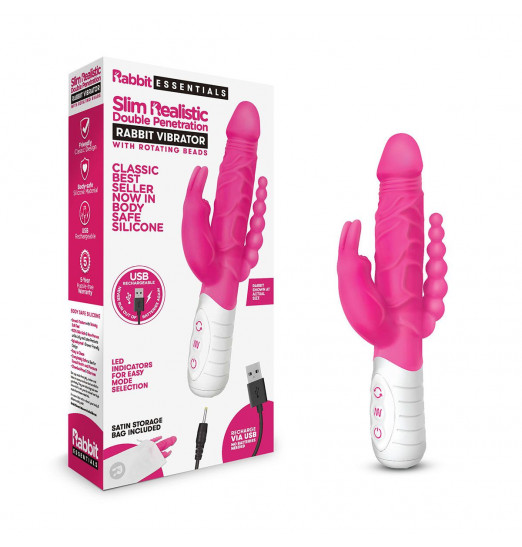 Розовый перезаряжаемый вибратор с 2 дополнительными отростками - 22 см. Розовый перезаряжаемый вибратор с 2 дополнительными отростками - 22 см.