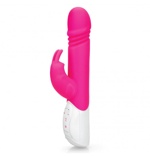 Розовый вибратор-кролик с возвратно-поступательными движениями головки - 24 см. Розовый вибратор-кролик с возвратно-поступательными движениями головки - 24 см.