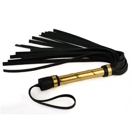 Золотисто-черная кожаная плеть - 40 см.