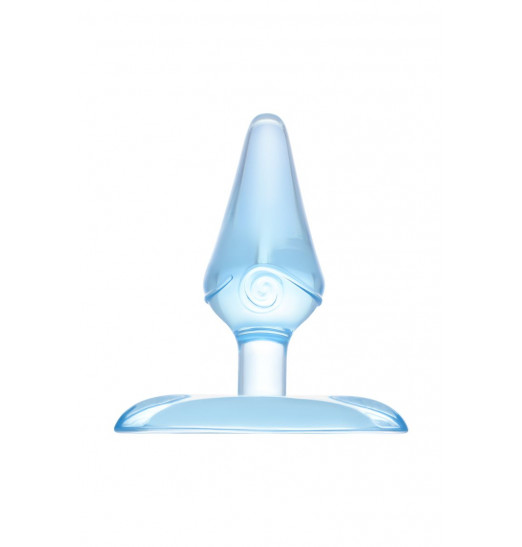 Голубая анальная втулка с ограничителем - 6,5 см.