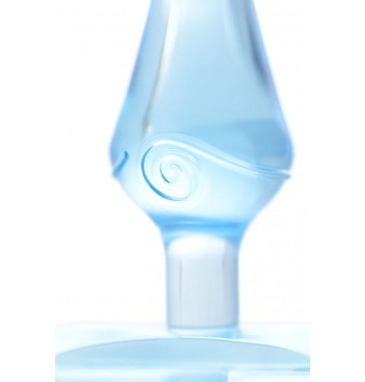 Голубая анальная втулка с ограничителем - 6,5 см.