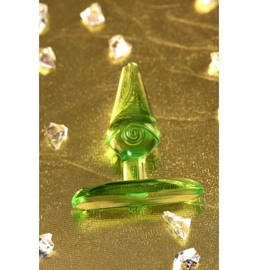 Зеленая анальная втулка с ограничителем - 6,5 см.