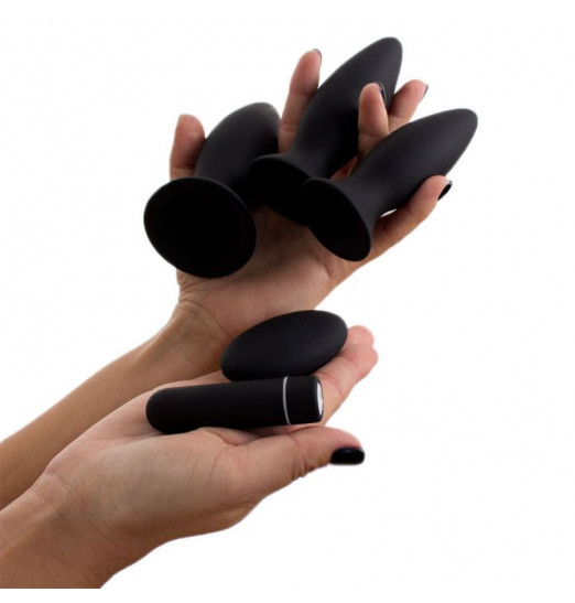 Набор из 3 чёрных анальных пробок Richie с пультом ДУ Набор из 3 чёрных анальных пробок Richie с пультом ДУ