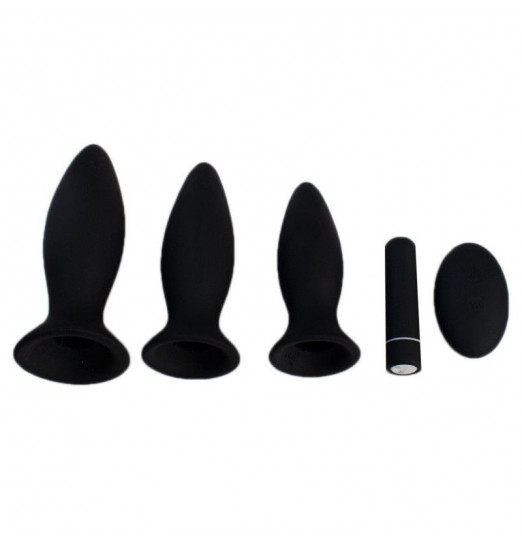 Набор из 3 чёрных анальных пробок Richie с пультом ДУ Набор из 3 чёрных анальных пробок Richie с пультом ДУ