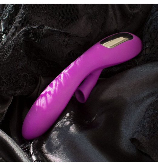 Фиолетовый вибратор с вакуумной стимуляцией клитора Jolie - 20 см.