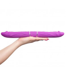 Фиолетовый двусторонний вибратор Nixon - 35 см.