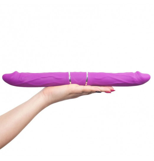Фиолетовый двусторонний вибратор Nixon - 35 см.