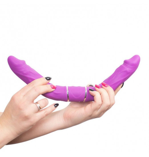 Фиолетовый двусторонний вибратор Nixon - 35 см.