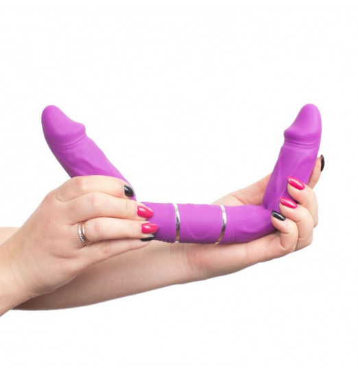 Фиолетовый двусторонний вибратор Nixon - 35 см.