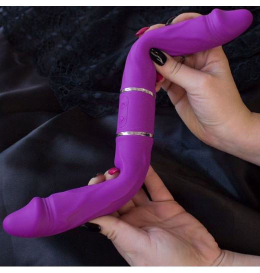 Фиолетовый двусторонний вибратор Nixon - 35 см.