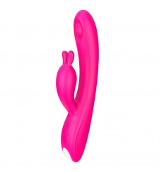 Розовый вибратор Pimple с клиторальным отростком - 23 см.