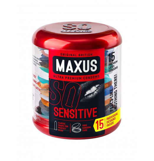 Ультратонкие презервативы в металлическом кейсе MAXUS Sensitive - 15 шт.