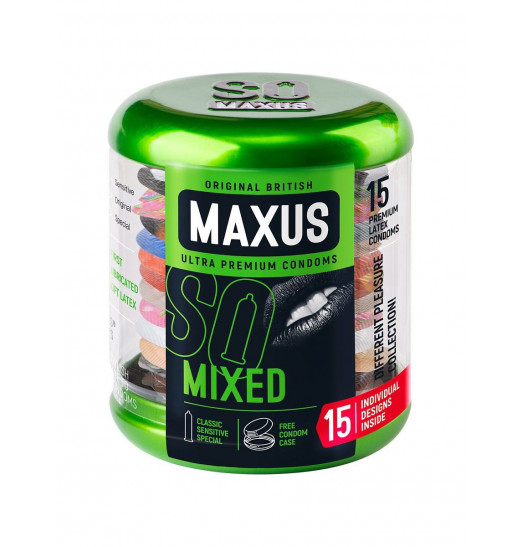 Презервативы в металлическом кейсе MAXUS Mixed - 15 шт.