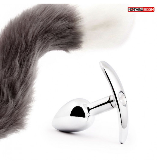 Игровой набор в сером цвете: ободок-ушки, анальная пробка, хвостик