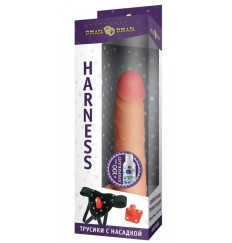 Трусики Harness с реалистичной насадкой-фаллосом с мошонкой №76 - 17 см.
