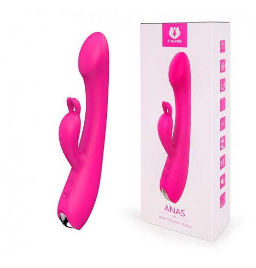 Ярко-розовый вибратор-кролик ANAS для G-стимуляции