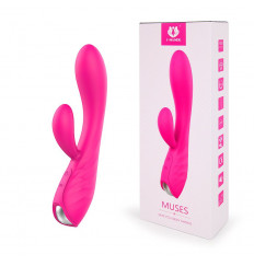 Ярко-розовый вибратор-кролик MUSES