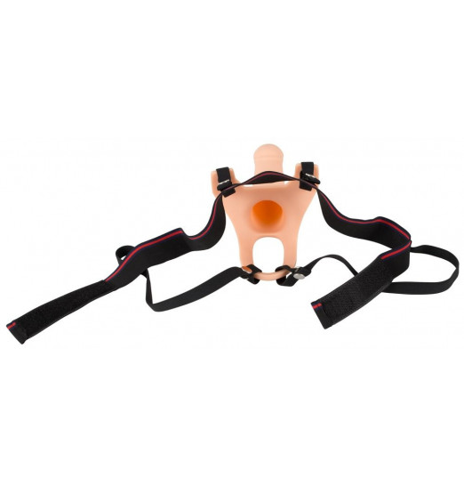 Силиконовый полый страпон на ремнях Silicone Strap-on - 16 см.