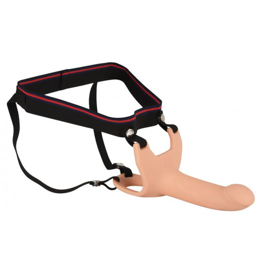 Силиконовый полый страпон на ремнях Silicone Strap-on - 16 см.