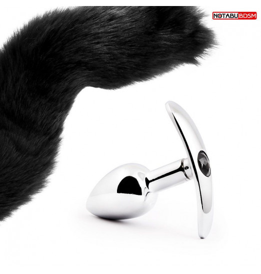 Игровой набор в черном цвете: ободок-ушки, анальная пробка, хвостик