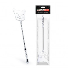 Серебристый металлический стек с котиком - 40 см.