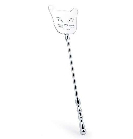 Серебристый металлический стек с котиком - 40 см. Серебристый металлический стек с котиком - 40 см.