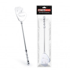 Серебристый металлический стек с ладонью-смайликом - 43 см.