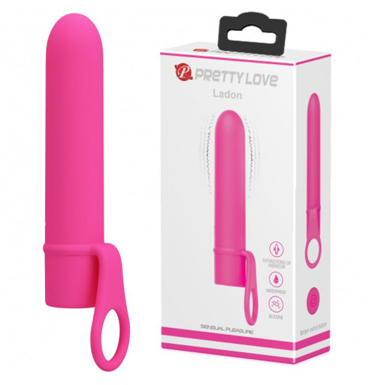 Розовый мини-вибромассажер с кольцом Ladon - 13,5 см.