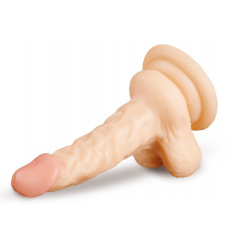 Телесный фаллоимитатор с крупной мошонкой - 17 см.