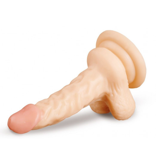 Телесный фаллоимитатор с крупной мошонкой - 17 см. Телесный фаллоимитатор с крупной мошонкой - 17 см.