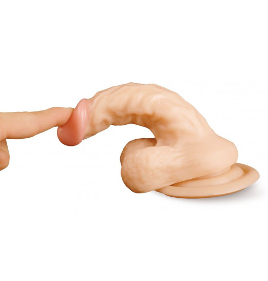 Телесный фаллоимитатор с крупной мошонкой - 17 см. Телесный фаллоимитатор с крупной мошонкой - 17 см.