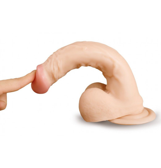 Телесный фаллоимитатор на присоске - 25 см.