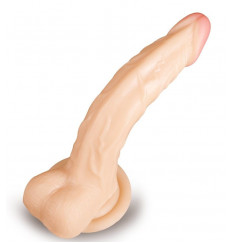 Телесный фаллоимитатор с подошвой-присоской - 22,5 см.