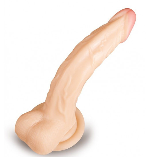 Телесный фаллоимитатор с подошвой-присоской - 22,5 см.