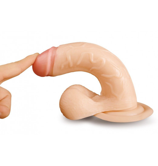 Телесный фаллоимитатор с подошвой-присоской - 20 см.