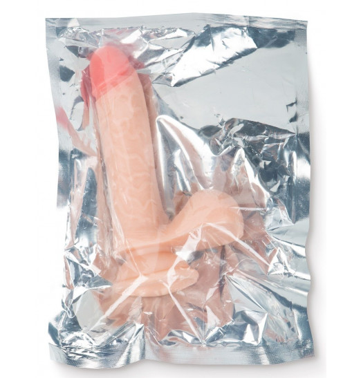 Телесный фаллоимитатор с подошвой-присоской - 20 см.