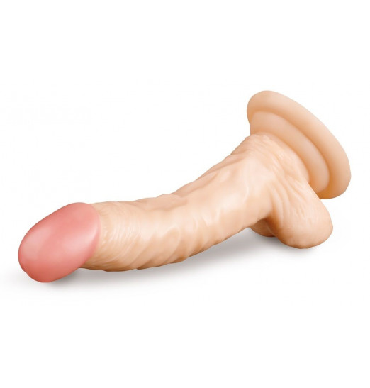 Телесный фаллоимитатор с присоской в основании - 20 см. Телесный фаллоимитатор с присоской в основании - 20 см.
