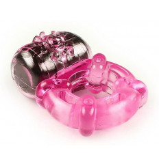 Розовое эрекционное кольцо c вибропулей