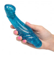 Голубой вибратор с блёстками G Glitz - 17,5 см.