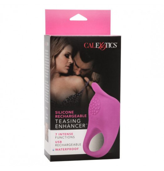 Ярко-розовое эрекционное виброкольцо Silicone Rechargeable Teasing Enhancer