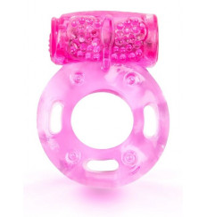 Розовое эрекционное кольцо с виброэлементом